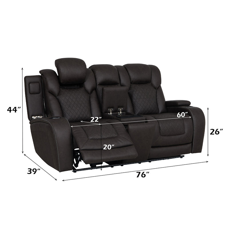 Power Motion Loveseat w/Console,Wireless Charger, Storage,USB & LED