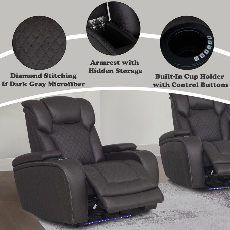 Power Motion Recliner w/Storage,USB & LED