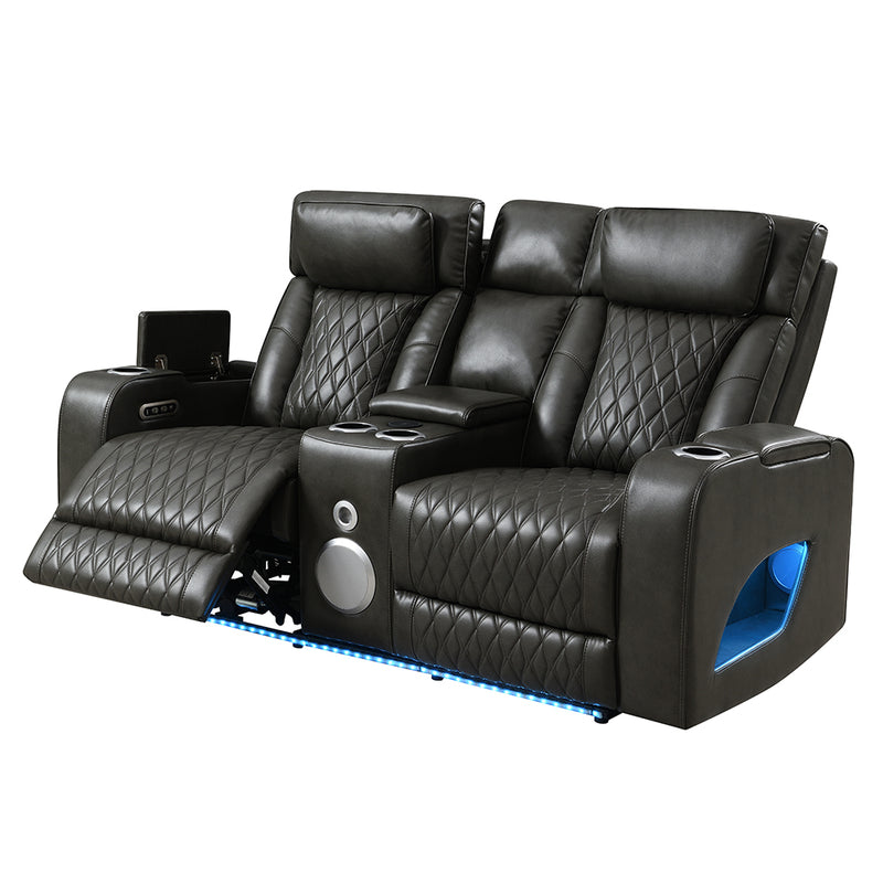 Power Motion Loveseat w/Console , Speaker, USB, Wireless Chaeger & LED