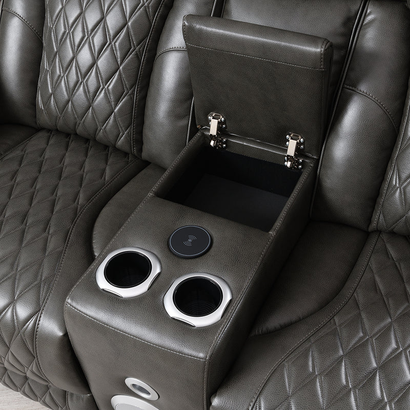 Power Motion Loveseat w/Console , Speaker, USB, Wireless Chaeger & LED