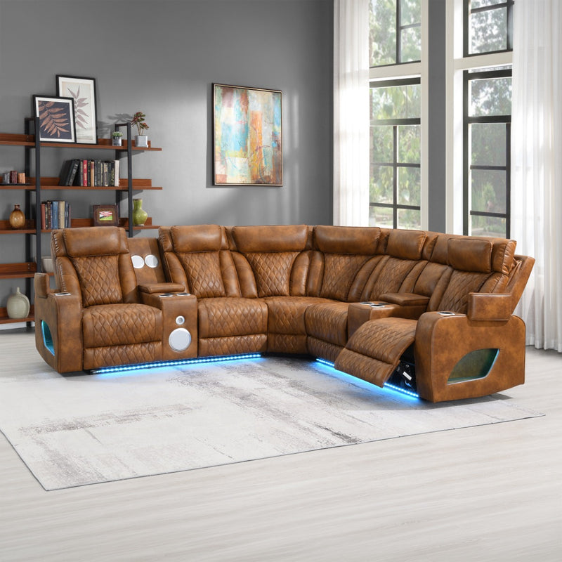 Power Motion Sectional Sofa Set w/Power Headrest, Massage & LED