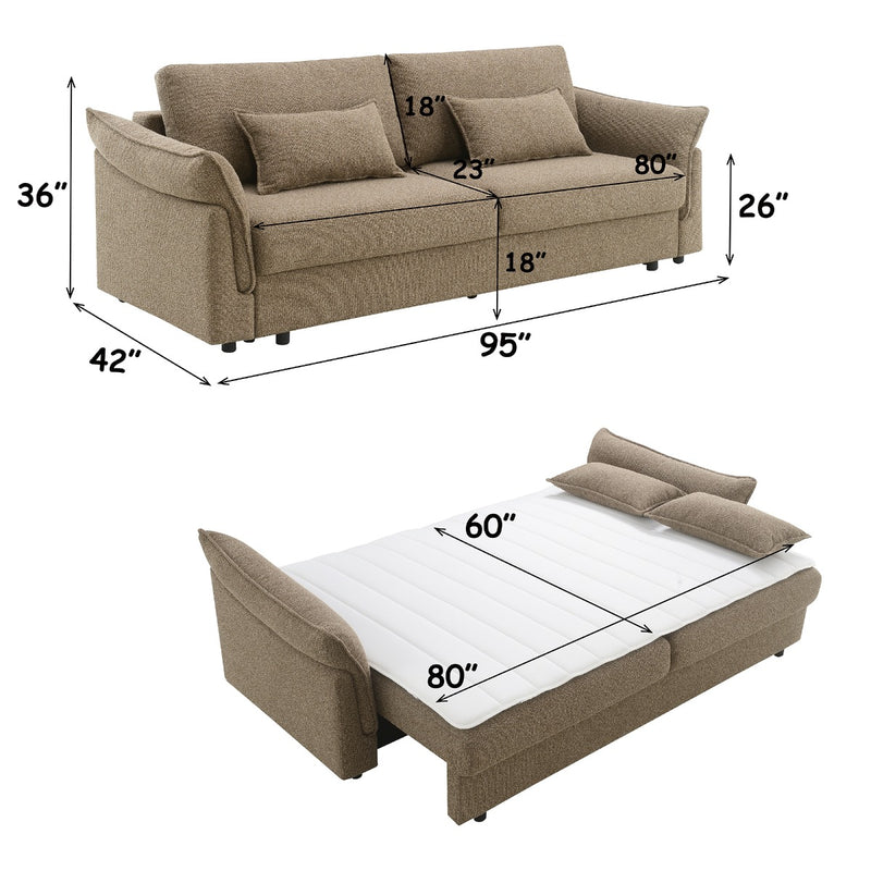Sofa w/Sleeper, 2 Pillows & Storage