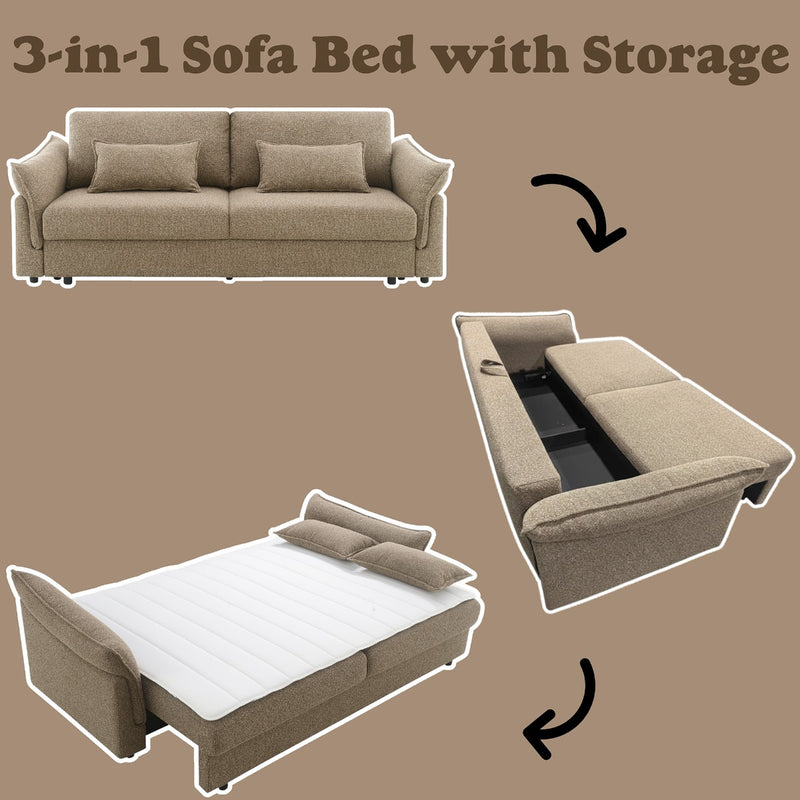 Sofa w/Sleeper, 2 Pillows & Storage