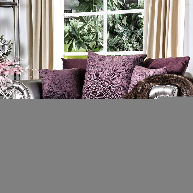Benigno Love Seat Silver & Gray